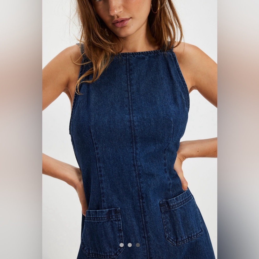 NWT FREE PEOPLE DEX DENIM MIDI DRESS 🔥 - Picture 3 of 3